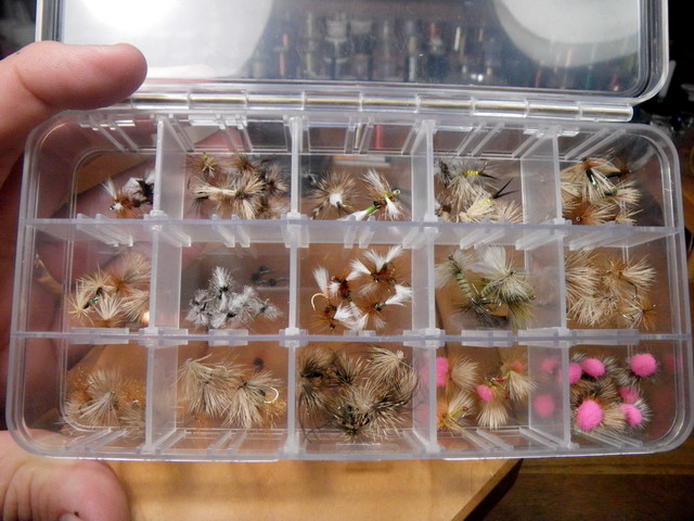 These fly boxes are good value and hold a lot of the same size and types together. The only downside to putting dry flies in this type of box is the risk of spilling it or worse yet, the wind blowing them all over the water.