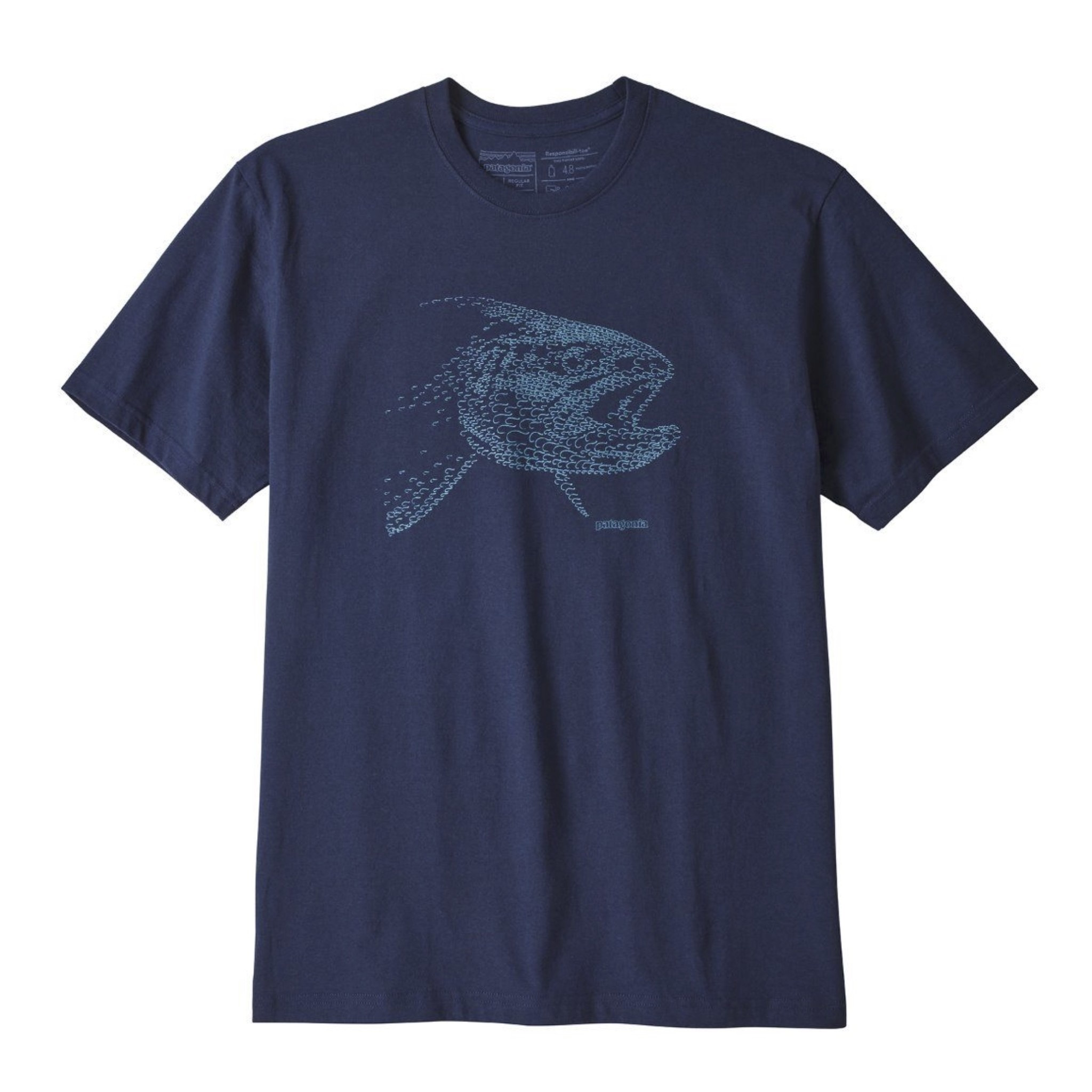Patagonia M's Hooked Head Responsibili-Tee - Classic Navy w/ Trout - Large