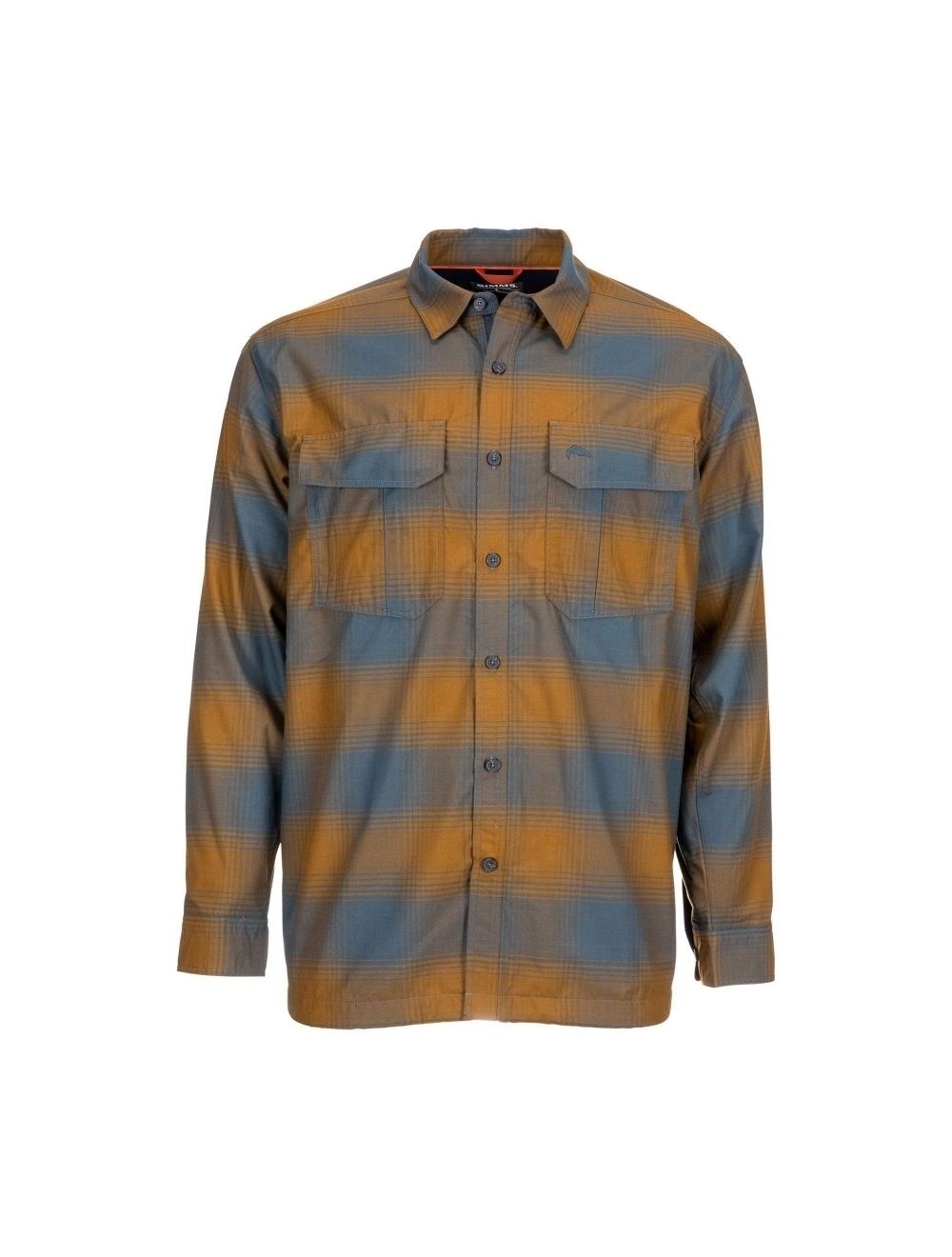 Simms M's Coldweather L/S Shirt - Dark Bronze Buffalo Blur Plaid - Medium