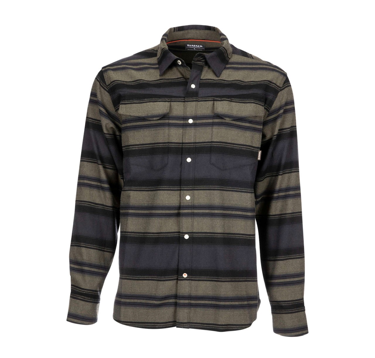 Simms M's Gallatin Flannel L/S Shirt - Carbon Stripe - Medium