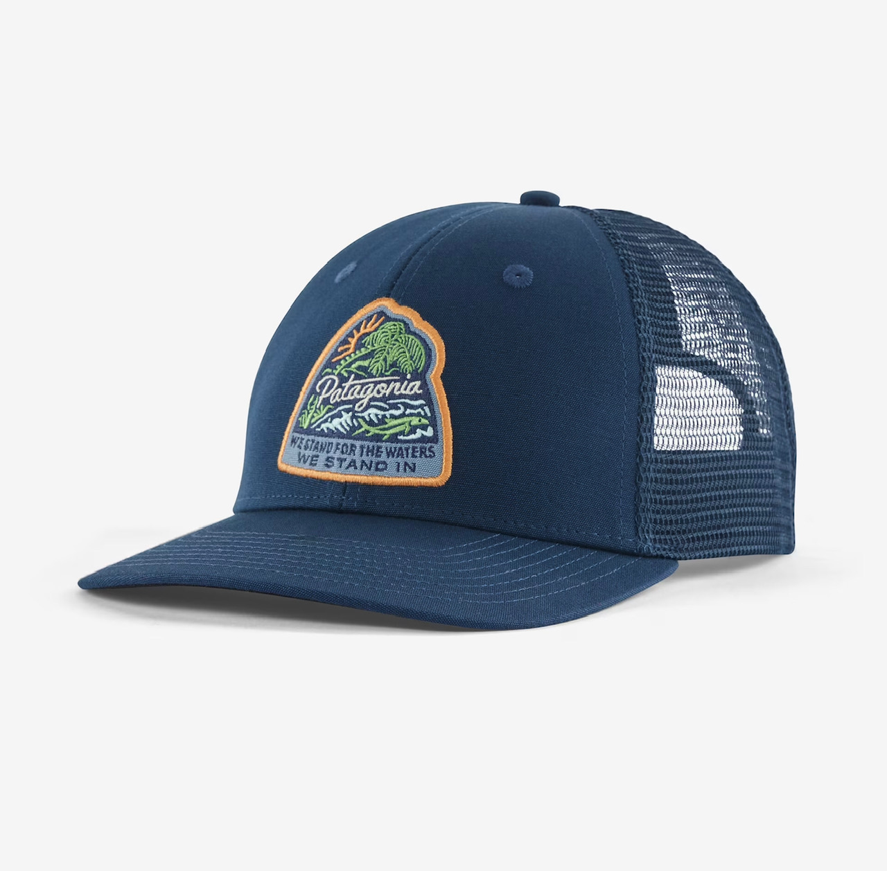 Patagonia Take a Stand Trucker Hat - Bayou Badge: Tidepool Blue