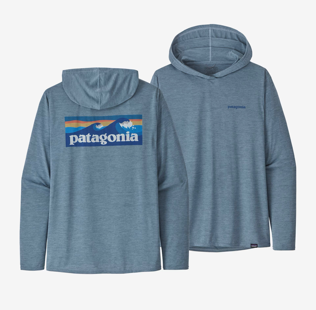 Patagonia M's Capilene Cool Daily Hoody - Boardshort Logo: Light Plume Grey X-Dye - Medium