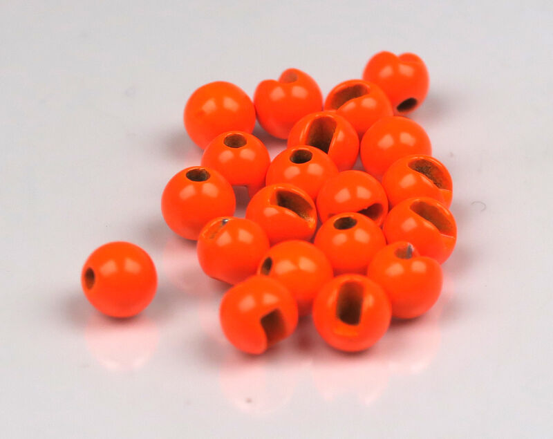 M&Y Slotted Tungsten Beads - Fl. Orange - 1/8