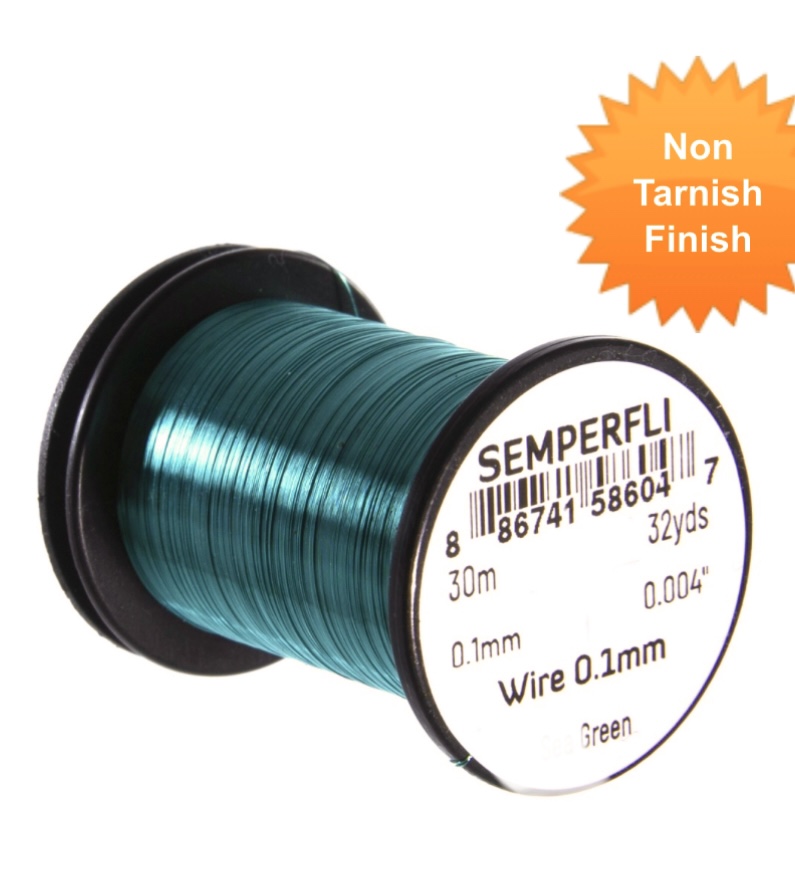 Semperfli Fly Tying Wire - 30m - 0.1mm - Vivid Green