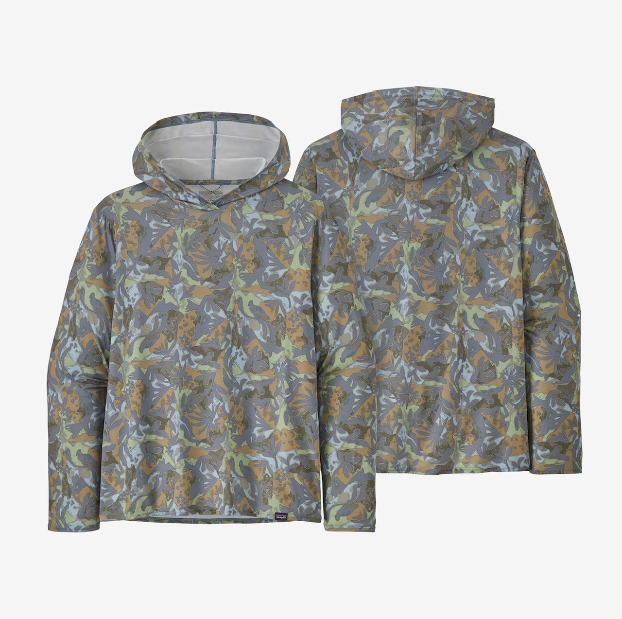 Patagonia M's Capilene Cool Daily Graphic Hoody - Lands and Waters: Light Plume Grey - Medium