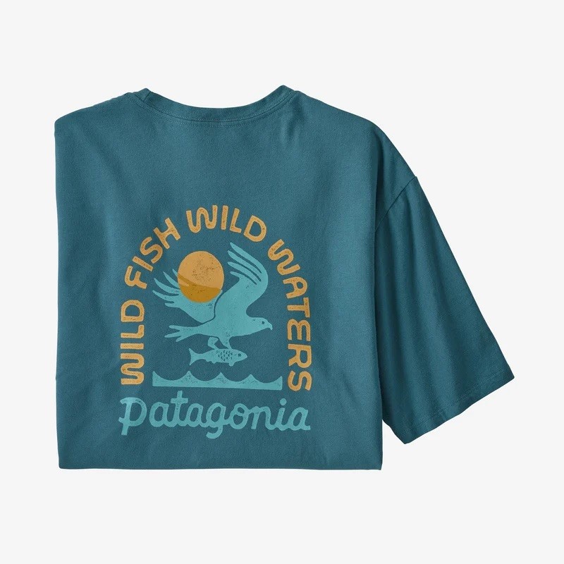 Patagonia M's Original Angler Organic T-Shirt - Abalone Blue - Small