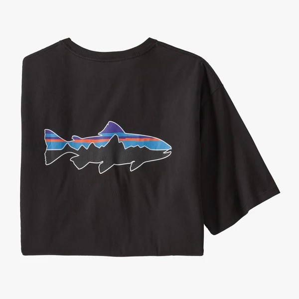 Patagonia M's Fitz Roy Fish Organic T-Shirt - Black w/ Fitz Roy Trout - Small