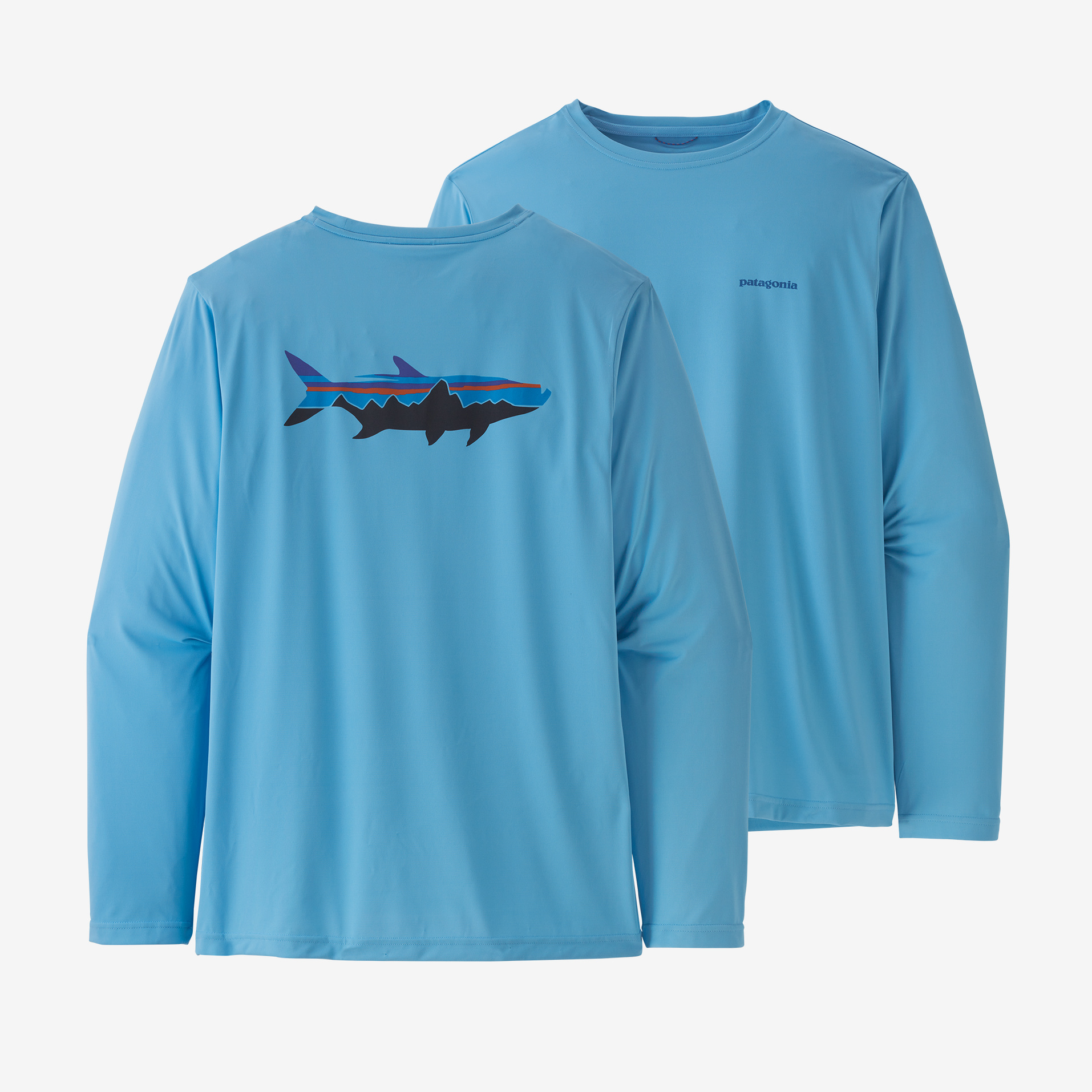 Patagonia M's L/S Capilene Cool Daily Fish Graphic Shirt - Sketched Fitz Roy Tarpon: Joya Blue - Small