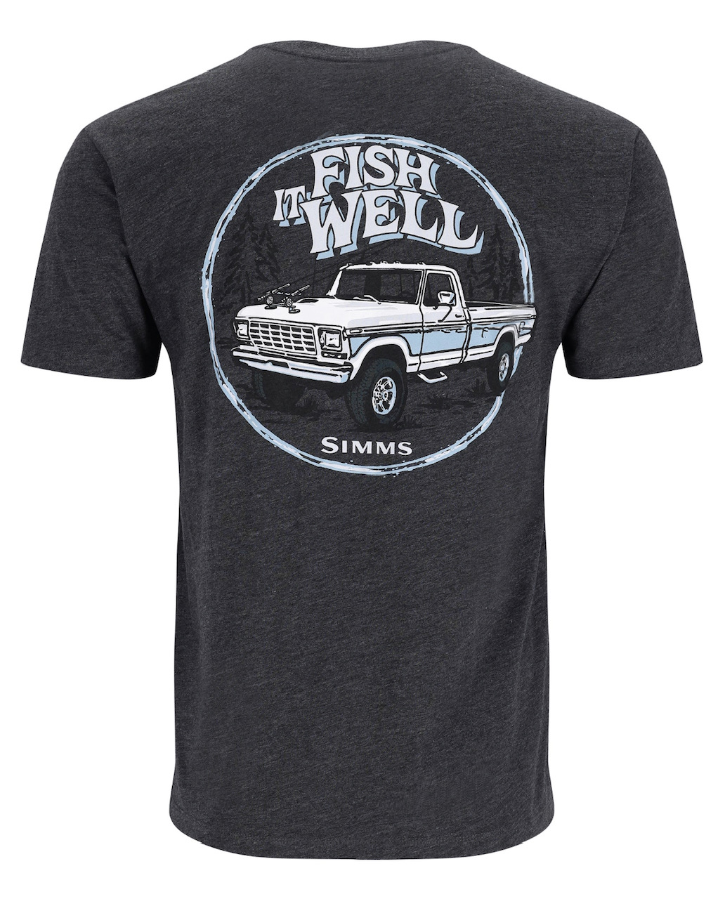 Simms M's Fish It Well Truck T-Shirt - Charcoal Heather - Medium