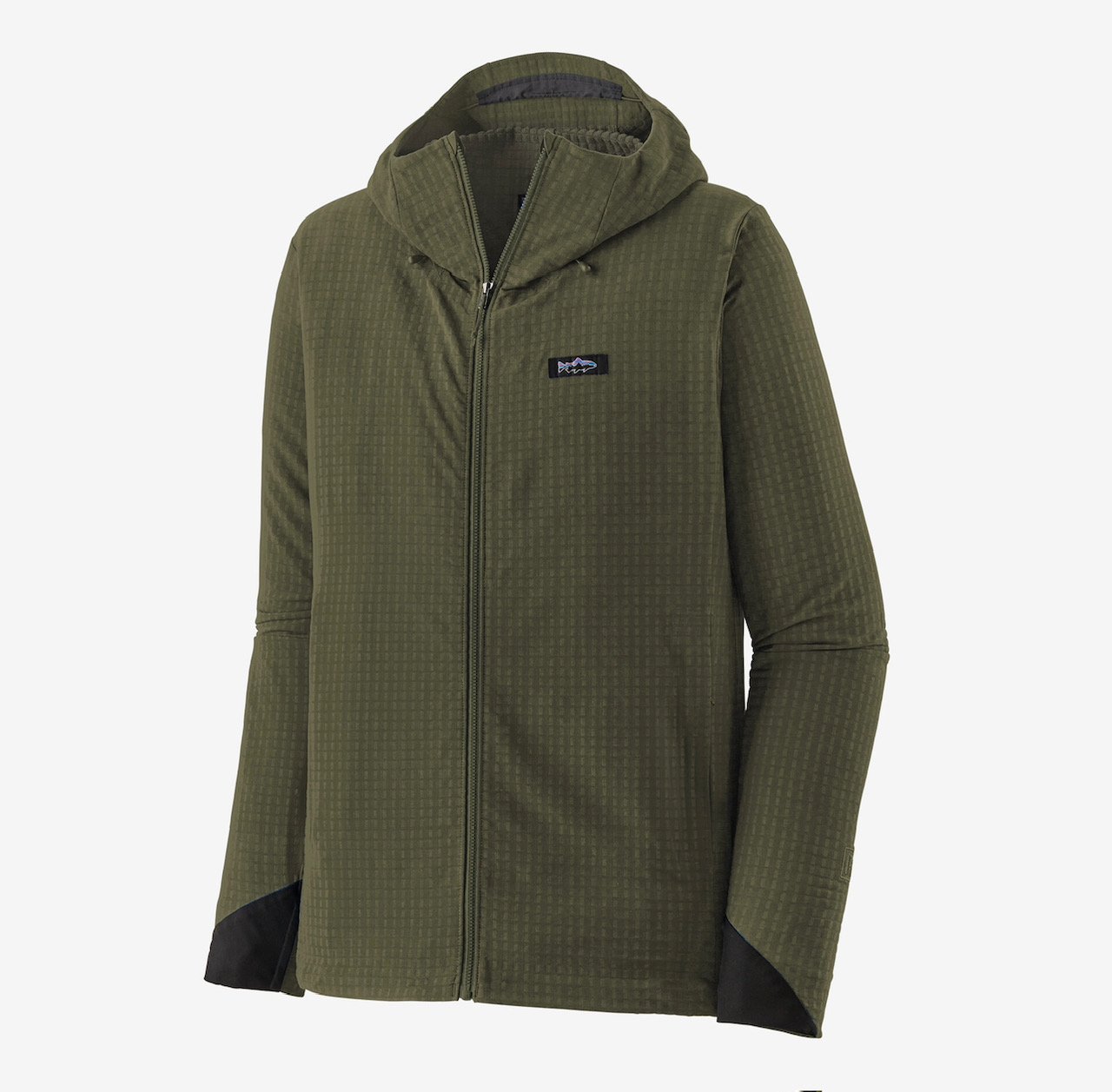 Patagonia M's R1 TechFace Fitz Roy Trout Hoody - Basin Green - Large