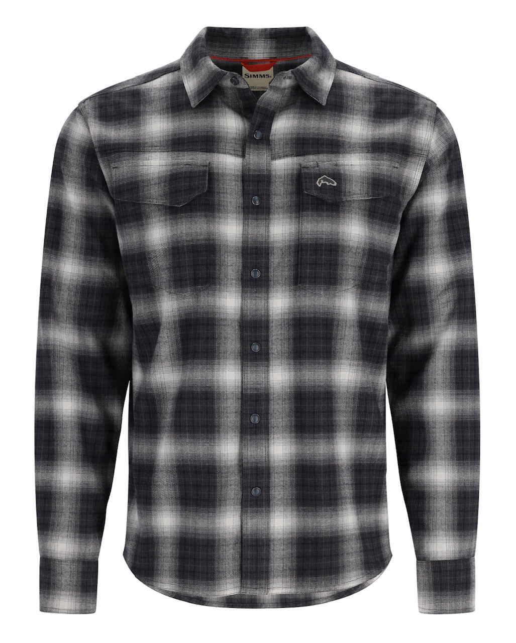 Simms M's Gallatin Flannel LS Shirt - Slate Ombre Plaid - Large