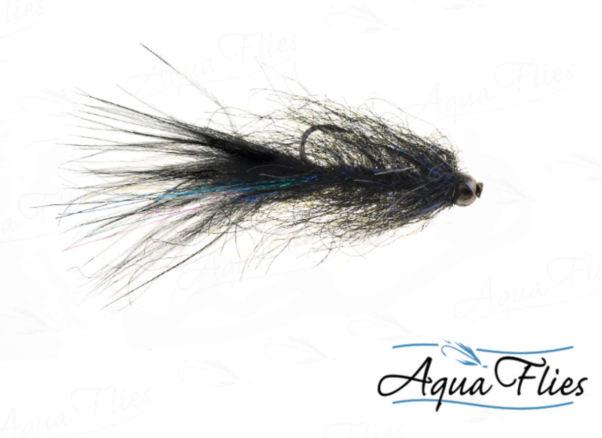 Aqua Flies Balanced Leech - Black UV - Size 14