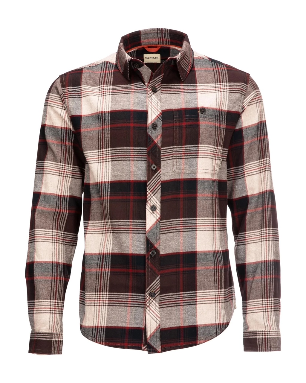 Simms M's Dockwear Cotton Flannel - Mahogany Red Plaid - Large