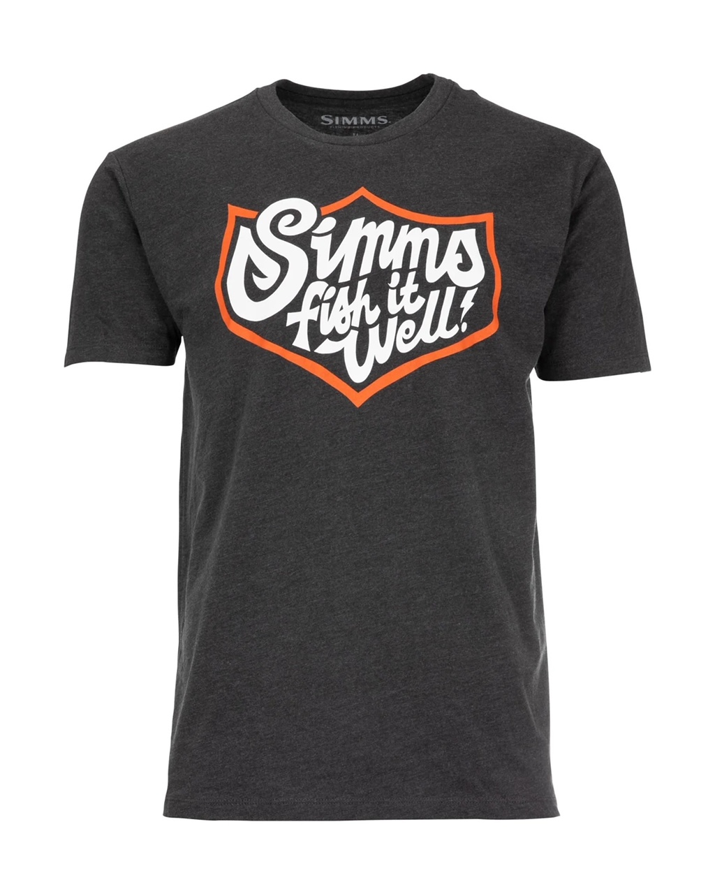 Simms M's Fish It Well Badge T-Shirt - Charcoal Heather - Large