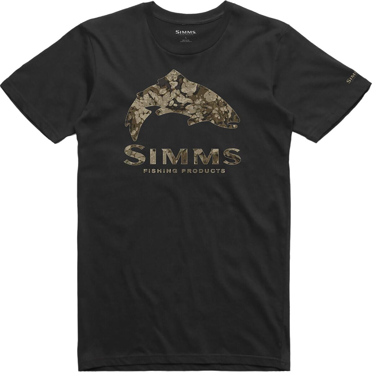Simms M's Trout Riparian Camo T-Shirt - Black - XXL