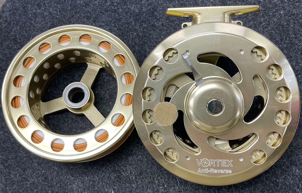 Orvis Vortex 7/8 Anti-Reverse Fly Reel w/ Spare Spool - Gold - Lightly Used