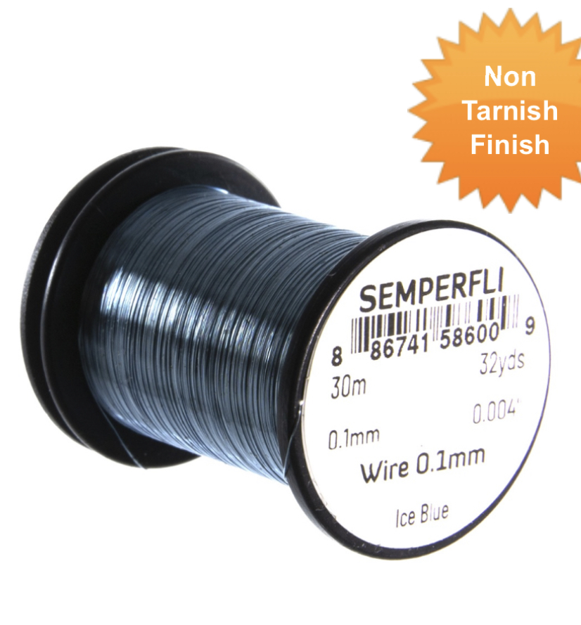Semperfli Fly Tying Wire - 30m - 0.1mm - Ice Blue